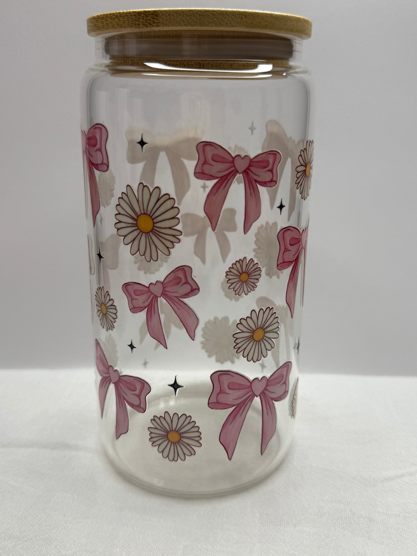 16oz Glass cup with bamboo lid