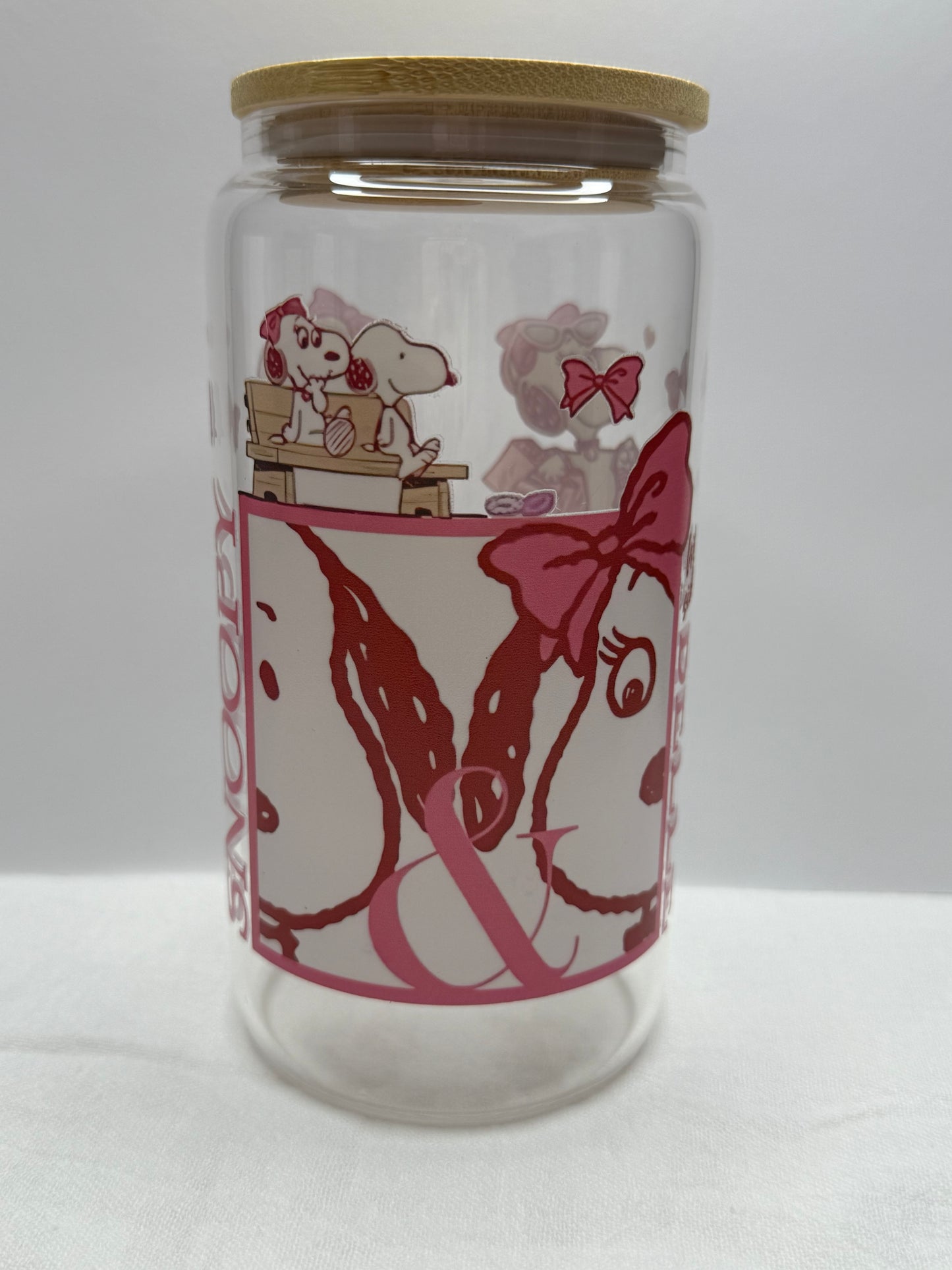 16oz Glass cup with bamboo lid