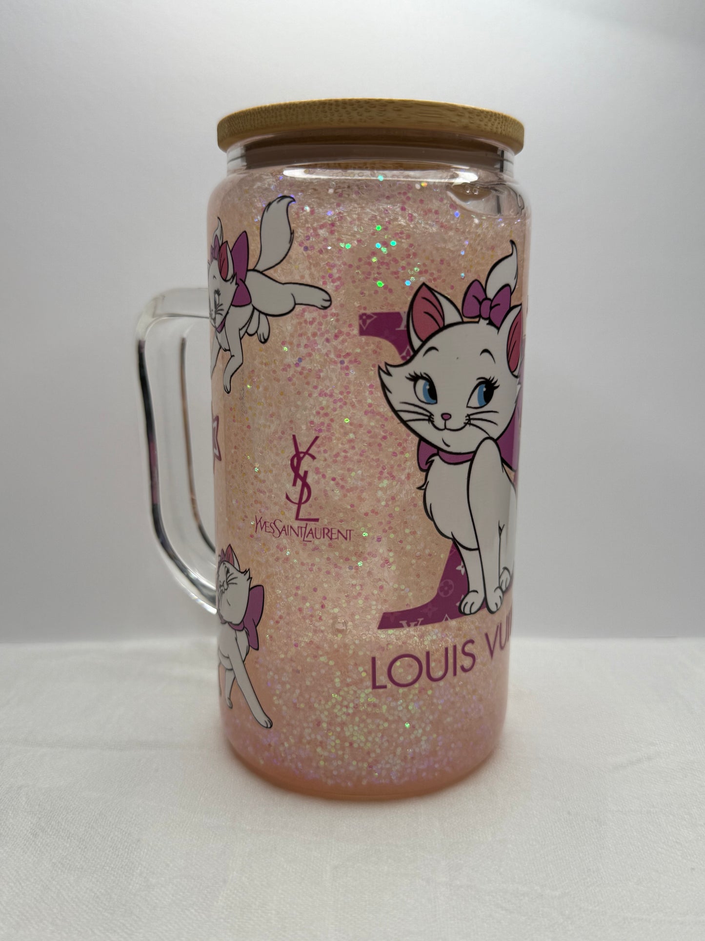 16oz Glass snow-globe cup