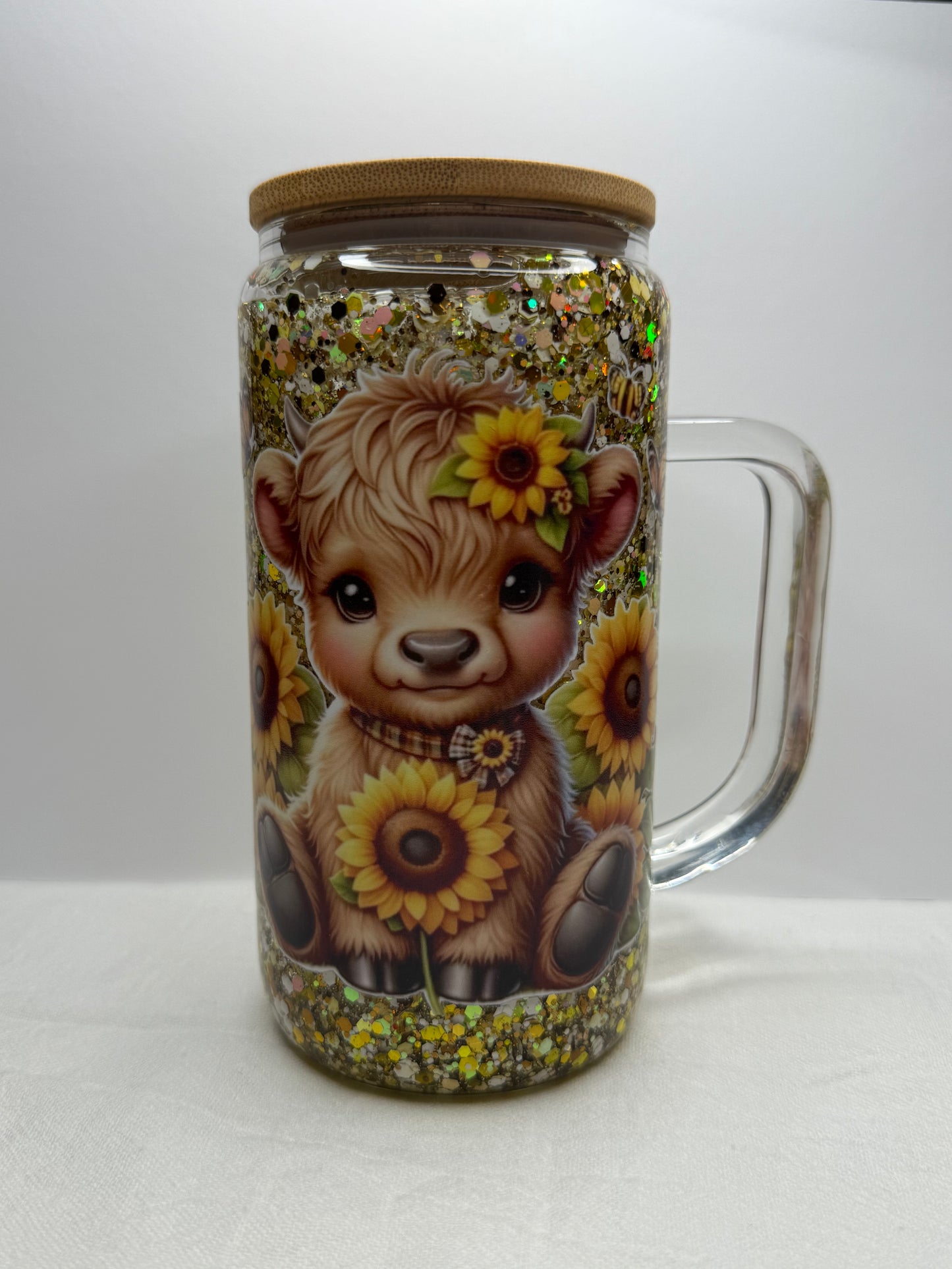 16oz Glass snow-globe cup