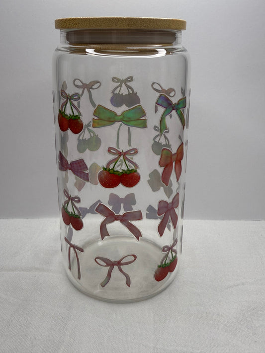 16oz Glass cup with bamboo lid