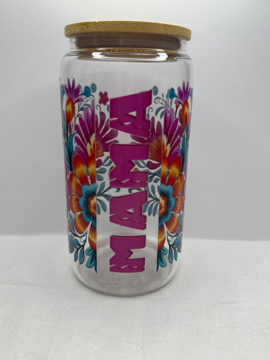16oz Glass cup with bamboo lid