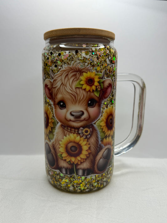16oz Glass snow-globe cup
