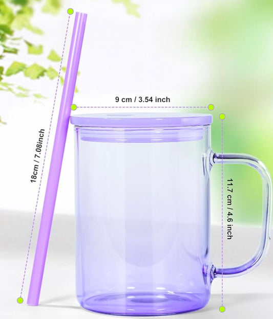 16oz Gradient Glass Mug with color straw