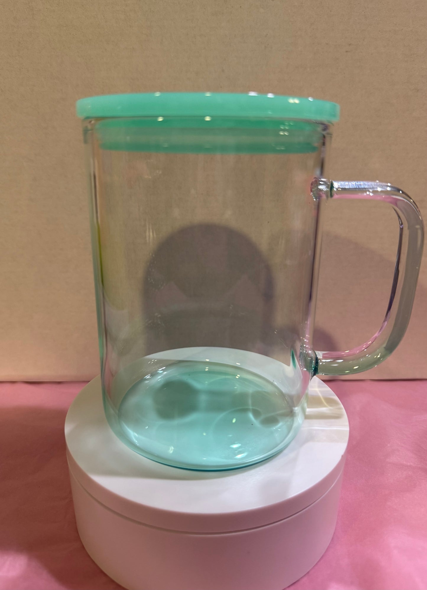 16oz Gradient Glass Mug with color straw