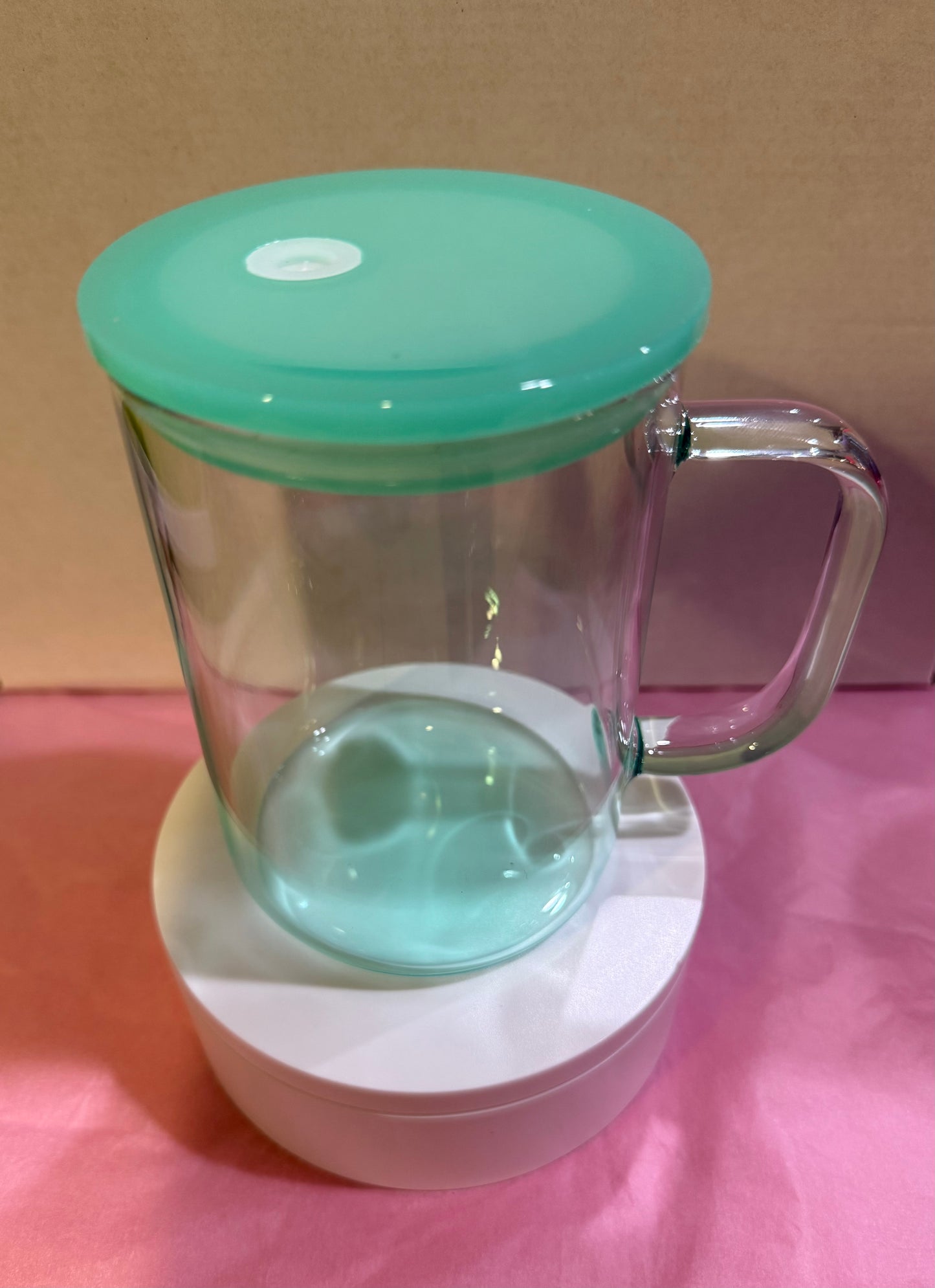 16oz Gradient Glass Mug with color straw