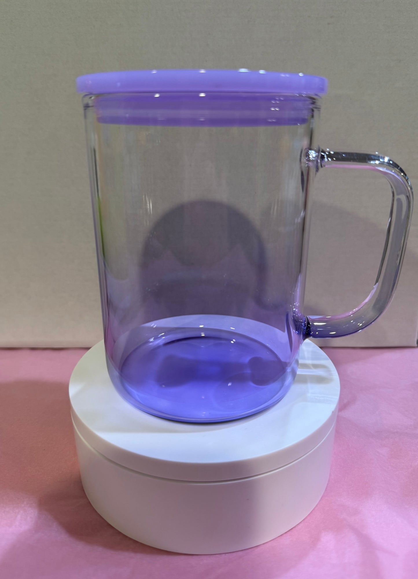 16oz Gradient Glass Mug with color straw