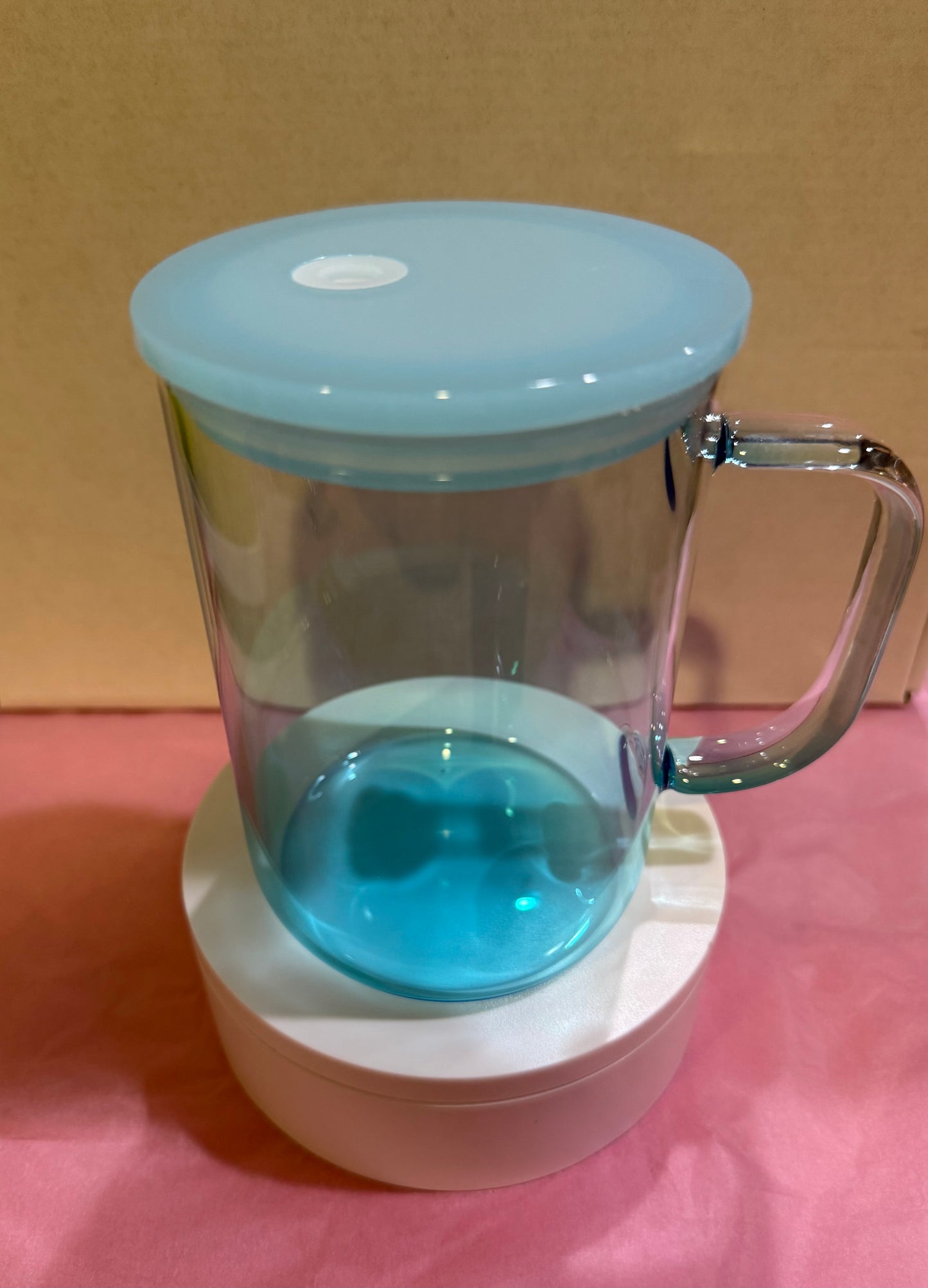 16oz Gradient Glass Mug with color straw